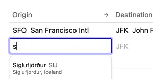 Screen shot of the CO₂ calculator